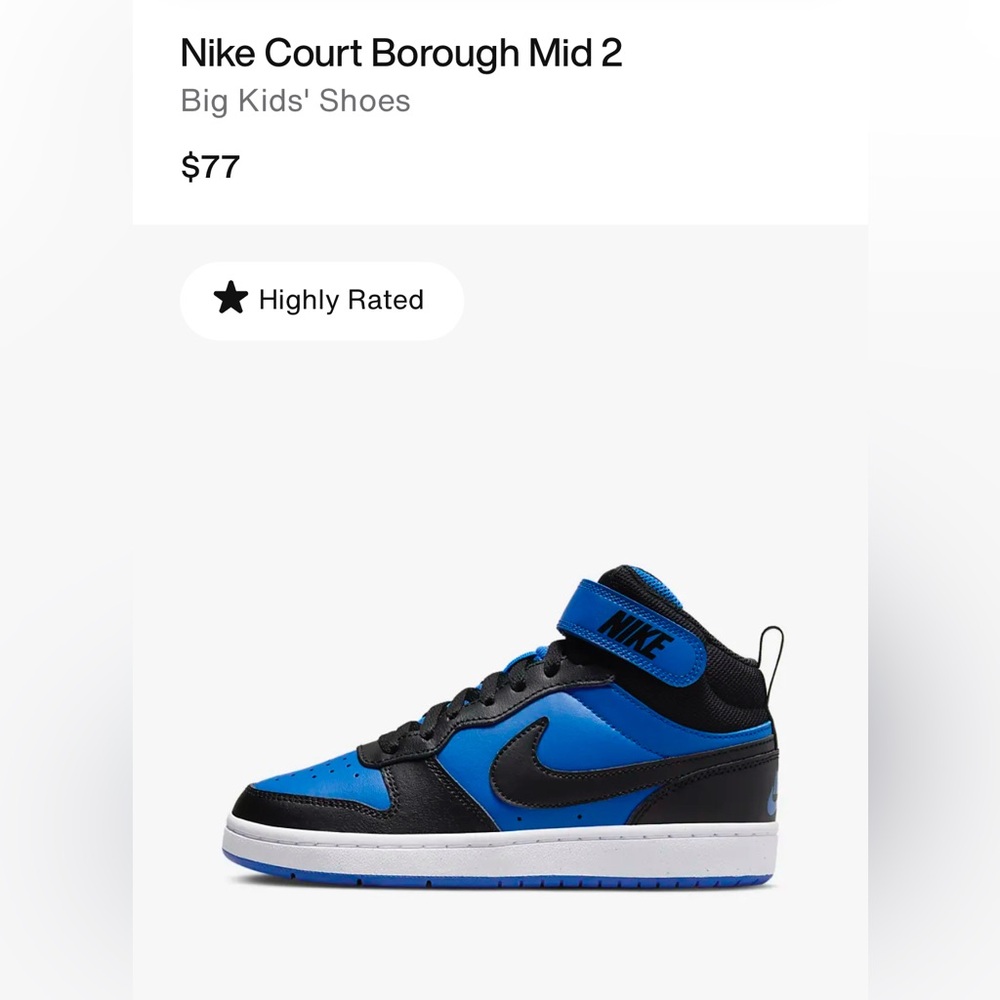 Big kid size 5 Nike Court borough mid 2